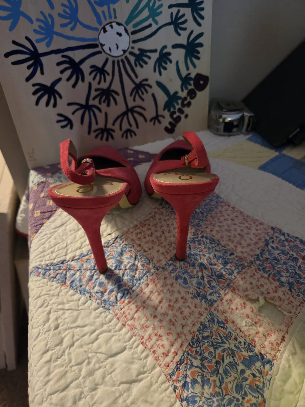 Sam Eldeman 8.5 woman's pink hazel sling heals gently used